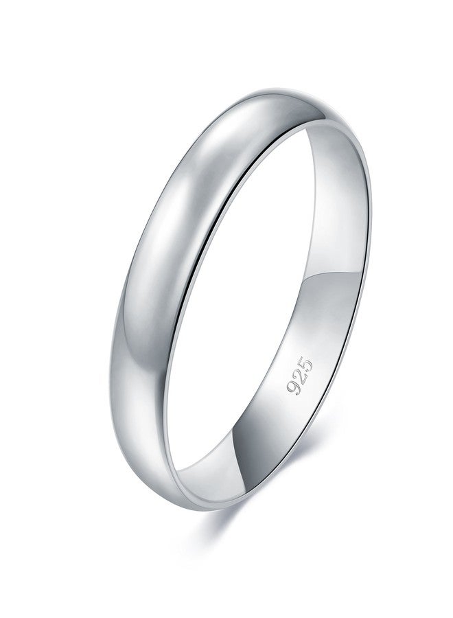 BORUO Silver Ring – 925 Pure Sterling Silver Ring - Sterling Silver Rings for Women – Elegant Silver Band Rings For Women and Men - Gifts for Special Occasions 4mm Ring Size 6 - Image 1